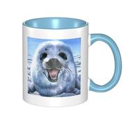 HYSDPUZK Double Color Ceramic Mug - 11oz Funny 3D Harp Seal Painting Wallpaper Pattern Coffee & Tea Cup, Cute Cups for Men Women