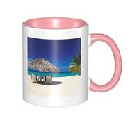HYSDPUZK Double Color Ceramic Mug - 11oz Funny 3D Jamaica Beach Pattern Coffee & Tea Cup, Cute Cups for Men Women