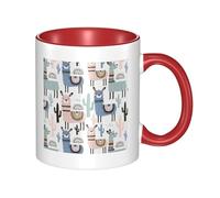 HYSDPUZK Double Color Ceramic Mug - 11oz Funny 3D Llama Alpaca Cactus Pattern Coffee & Tea Cup, Cute Cups for Men Women