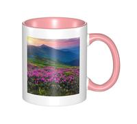 HYSDPUZK Double Color Ceramic Mug - 11oz Funny 3D Nature Purple Flowers Meadow Mountain Scenic Pattern Coffee & Tea Cup, Cute Cups for Men Women