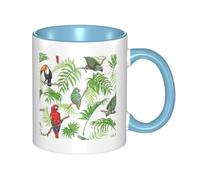 HYSDPUZK Double Color Ceramic Mug - 11oz Funny 3D Parrot Birds and Tropical Tree Pattern Coffee & Tea Cup, Cute Cups for Men Women