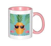 HYSDPUZK Double Color Ceramic Mug - 11oz Funny 3D Pineapple Flamingo Pattern Coffee & Tea Cup, Cute Cups for Men Women