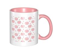 HYSDPUZK Double Color Ceramic Mug - 11oz Funny 3D Powder Pig Pattern Coffee & Tea Cup, Cute Cups for Men Women