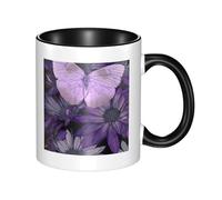 HYSDPUZK Double Color Ceramic Mug - 11oz Funny 3D Purple Butterfly Pattern Coffee & Tea Cup, Cute Cups for Men Women