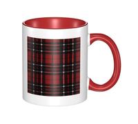 HYSDPUZK Double Color Ceramic Mug - 11oz Funny 3D Red and Black Plaid Pattern Coffee & Tea Cup, Cute Cups for Men Women