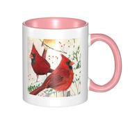 HYSDPUZK Double Color Ceramic Mug - 11oz Funny 3D Red Birds Pattern Coffee & Tea Cup, Cute Cups for Men Women