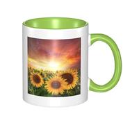 HYSDPUZK Double Color Ceramic Mug - 11oz Funny 3D Sunflowers Sunset Sunlight Landscape Pattern Coffee & Tea Cup, Cute Cups for Men Women