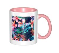 HYSDPUZK Double Color Ceramic Mug - 11oz Funny 3D Tropical Flowers Pattern Coffee & Tea Cup, Cute Cups for Men Women