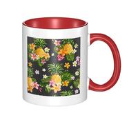 HYSDPUZK Double Color Ceramic Mug - 11oz Funny 3D Tropical Pineapple Hawaiian Pattern Coffee & Tea Cup, Cute Cups for Men Women