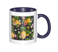 HYSDPUZK Double Color Ceramic Mug - 11oz Funny 3D Tropical Pineapple Hawaiian Pattern Coffee & Tea Cup, Cute Cups for Men Women