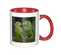HYSDPUZK Double Color Ceramic Mug - 11oz Funny 3D Two Parrots On Green Palm Tree Pattern Coffee & Tea Cup, Cute Cups for Men Women