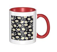 HYSDPUZK Double Color Ceramic Mug - 11oz Funny 3D White Daisy Pattern Coffee & Tea Cup, Cute Cups for Men Women