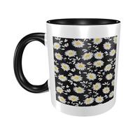 HYSDPUZK Double Color Ceramic Mug - 11oz Funny 3D White Daisy Pattern Coffee & Tea Cup, Cute Cups for Men Women