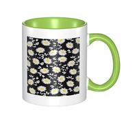 HYSDPUZK Double Color Ceramic Mug - 11oz Funny 3D White Daisy Pattern Coffee & Tea Cup, Cute Cups for Men Women