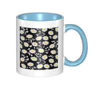 HYSDPUZK Double Color Ceramic Mug - 11oz Funny 3D White Daisy Pattern Coffee & Tea Cup, Cute Cups for Men Women