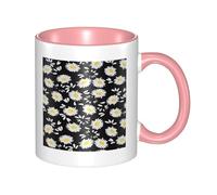 HYSDPUZK Double Color Ceramic Mug - 11oz Funny 3D White Daisy Pattern Coffee & Tea Cup, Cute Cups for Men Women