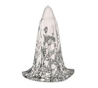 HYSDPUZK Floral Herbs Botanical Engraving Hooded Cape For Teens Halloween Costume, Cosplay, Masquerade, Wizard Robe