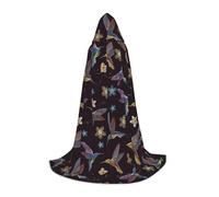 HYSDPUZK Flower Hummingbirds Embroidery Hooded Cape For Teens Halloween Costume, Cosplay, Masquerade, Wizard Robe