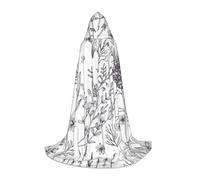 HYSDPUZK Flowering Herbs And Herbaceous Plants Hooded Cape For Teens Halloween Costume, Cosplay, Masquerade, Wizard Robe