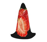 HYSDPUZK Fresh Strawberry Hooded Cape For Teens Halloween Costume, Cosplay, Masquerade, Wizard Robe