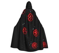 HYSDPUZK Halloween Hooded Cloak For Unisex Adults Fun Art Ladybug Tracks Print Party & Cosplay Capeâ€‹