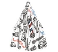 HYSDPUZK Halloween Hooded Cloak For Unisex Adults Fun Barber Shop Monochrome Style Print Party & Cosplay Capeâ€‹