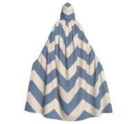 HYSDPUZK Halloween Hooded Cloak For Unisex Adults Fun Blue Beige Stripe Print Party & Cosplay Capeâ€‹
