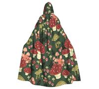 HYSDPUZK Halloween Hooded Cloak For Unisex Adults Fun Bright Mushrooms Art Print Party & Cosplay Capeâ€‹
