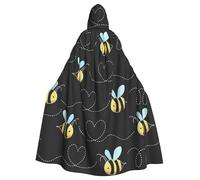 HYSDPUZK Halloween Hooded Cloak For Unisex Adults Fun Bumble Bees Print Party & Cosplay Cape​