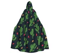 HYSDPUZK Halloween Hooded Cloak For Unisex Adults Fun Cactus Art Print Party & Cosplay Capeâ€‹