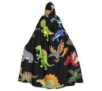 HYSDPUZK Halloween Hooded Cloak For Unisex Adults Fun Cartoon Dinosaur Images Print Party & Cosplay Cape​