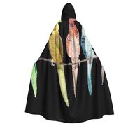 HYSDPUZK Halloween Hooded Cloak For Unisex Adults Fun Colorful Parrots On Tree Print Party & Cosplay Cape​