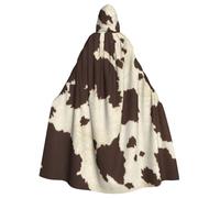 HYSDPUZK Halloween Hooded Cloak For Unisex Adults Fun Cow Fur Print Print Party & Cosplay Capeâ€‹