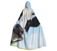 HYSDPUZK Halloween Hooded Cloak For Unisex Adults Fun Cow Patterns Print Party & Cosplay Capeâ€‹