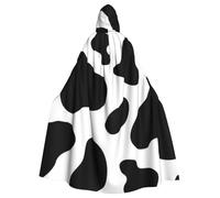 HYSDPUZK Halloween Hooded Cloak For Unisex Adults Fun Cow Spot Print Party & Cosplay Capeâ€‹