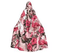 HYSDPUZK Halloween Hooded Cloak For Unisex Adults Fun Flamingo Floral Printed Print Party & Cosplay Cape​