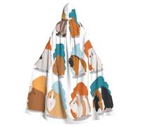 HYSDPUZK Halloween Hooded Cloak For Unisex Adults Fun Guinea Pig Illustration Print Party & Cosplay Capeâ€‹