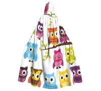 HYSDPUZK Halloween Hooded Cloak For Unisex Adults Fun Owls On Tree Branches Print Party & Cosplay Cape​
