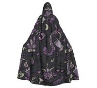 HYSDPUZK Halloween Hooded Cloak For Unisex Adults Fun Purple Black Goth Spooky Print Party & Cosplay Cape​