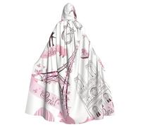 HYSDPUZK Halloween Hooded Cloak For Unisex Adults Fun Romantic Paris Butterfly Print Party & Cosplay Capeâ€‹