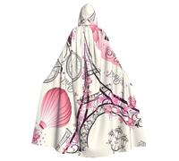 HYSDPUZK Halloween Hooded Cloak For Unisex Adults Fun Romantic Paris Tower Bicycle Print Party & Cosplay Capeâ€‹