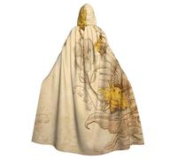 HYSDPUZK Halloween Hooded Cloak For Unisex Adults Fun Rural Honey Bees Wildflowers Print Party & Cosplay Capeâ€‹