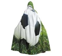 HYSDPUZK Halloween Hooded Cloak For Unisex Adults Fun Soccer Ball On Grassy Print Party & Cosplay Cape​