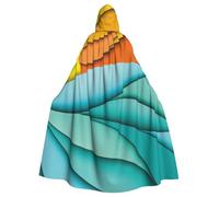 HYSDPUZK Halloween Hooded Cloak For Unisex Adults Fun Sunset And Sunrise With Ocean Sea Print Party & Cosplay Cape​