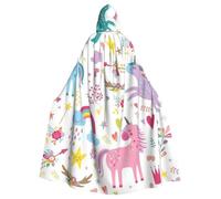 HYSDPUZK Halloween Hooded Cloak For Unisex Adults Fun Unicorns Pink Print Party & Cosplay Cape​