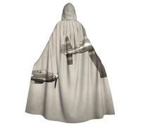 HYSDPUZK Halloween Hooded Cloak For Unisex Adults Fun World War 2 Aircraft Airplane Print Party & Cosplay Capeâ€‹