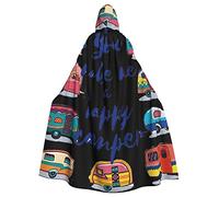 HYSDPUZK Halloween Hooded Cloak For Unisex Adults Fun You Make Me Happy Camper Trailer Print Party & Cosplay Capeâ€‹