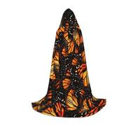 HYSDPUZK Heaps Of Orange Monarch Butterflies Hooded Cape For Teens Halloween Costume, Cosplay, Masquerade, Wizard Robe