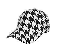 HYSDPUZK Houndstooth Black Print Tylish Curved-Brim Baseball Cap - Full Print Polyester Hat for All Seasons and Genders