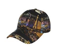 HYSDPUZK Las Vegas Night View Print Tylish Curved-Brim Baseball Cap - Full Print Polyester Hat for All Seasons and Genders